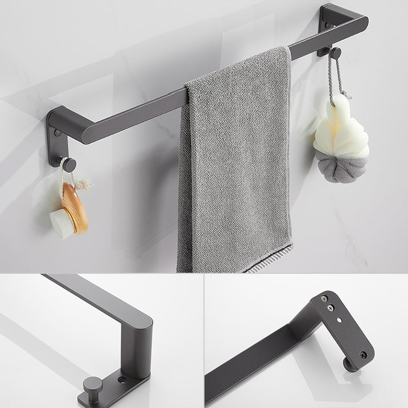 Modern Grey Bathroom Accessory As Individual Or As a Set in Metal Clearhalo 'Bathroom Hardware Sets' 'Bathroom Hardware' 'Bathroom Remodel & Bathroom Fixtures' 'bathroom_hardware_sets' 'Home Improvement' 'home_improvement' 'home_improvement_bathroom_hardware_sets' 7317375