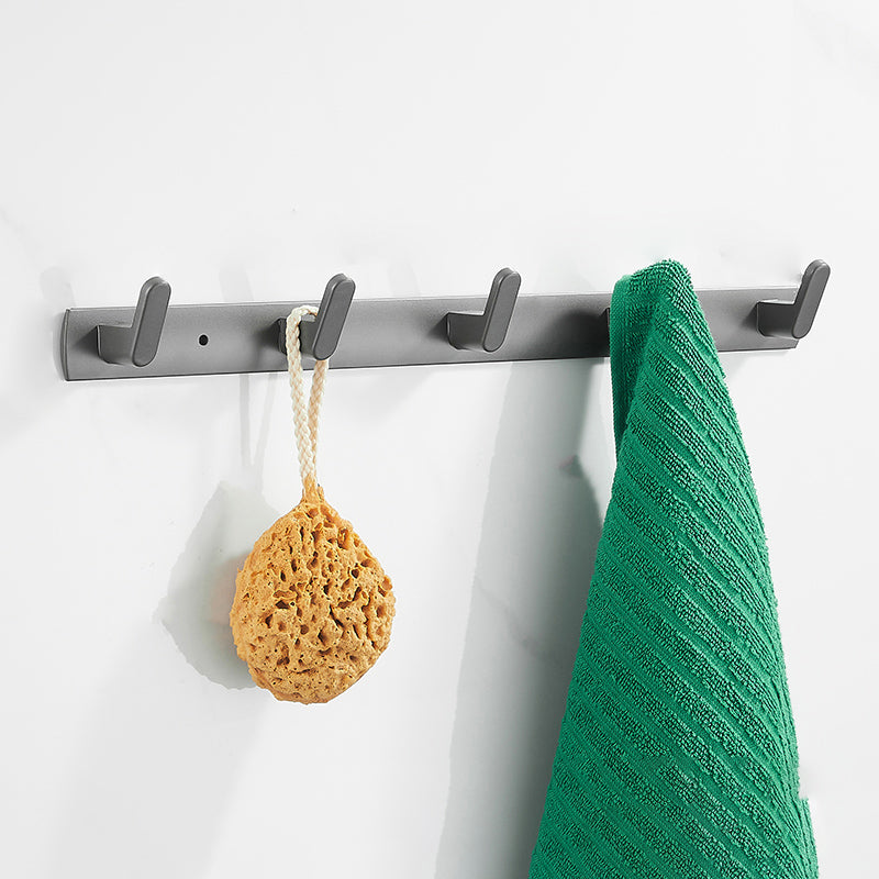 Modern Grey Bathroom Accessory As Individual Or As a Set in Metal Towel Robe Hook (Row Hooks) Clearhalo 'Bathroom Hardware Sets' 'Bathroom Hardware' 'Bathroom Remodel & Bathroom Fixtures' 'bathroom_hardware_sets' 'Home Improvement' 'home_improvement' 'home_improvement_bathroom_hardware_sets' 7317378