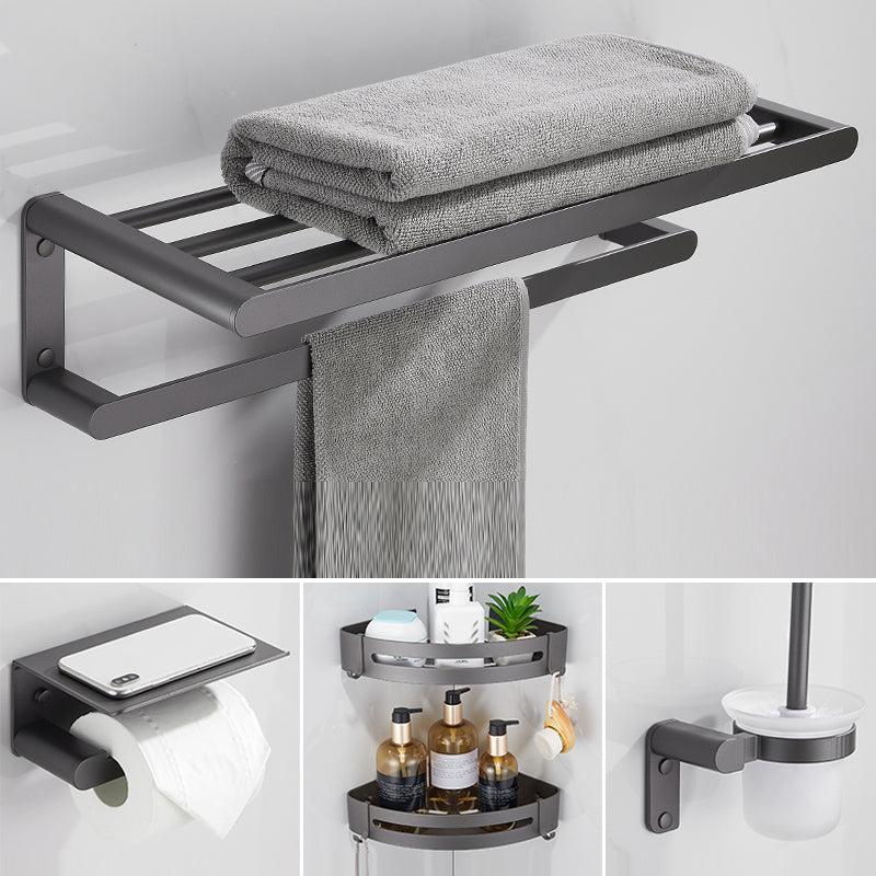 Modern Grey Bathroom Accessory As Individual Or As a Set in Metal 5-Piece Set (Toilet Paper Holder) Clearhalo 'Bathroom Hardware Sets' 'Bathroom Hardware' 'Bathroom Remodel & Bathroom Fixtures' 'bathroom_hardware_sets' 'Home Improvement' 'home_improvement' 'home_improvement_bathroom_hardware_sets' 7317380