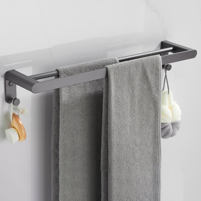 Modern Grey Bathroom Accessory As Individual Or As a Set in Metal Double Bars Towel Bar Clearhalo 'Bathroom Hardware Sets' 'Bathroom Hardware' 'Bathroom Remodel & Bathroom Fixtures' 'bathroom_hardware_sets' 'Home Improvement' 'home_improvement' 'home_improvement_bathroom_hardware_sets' 7317387