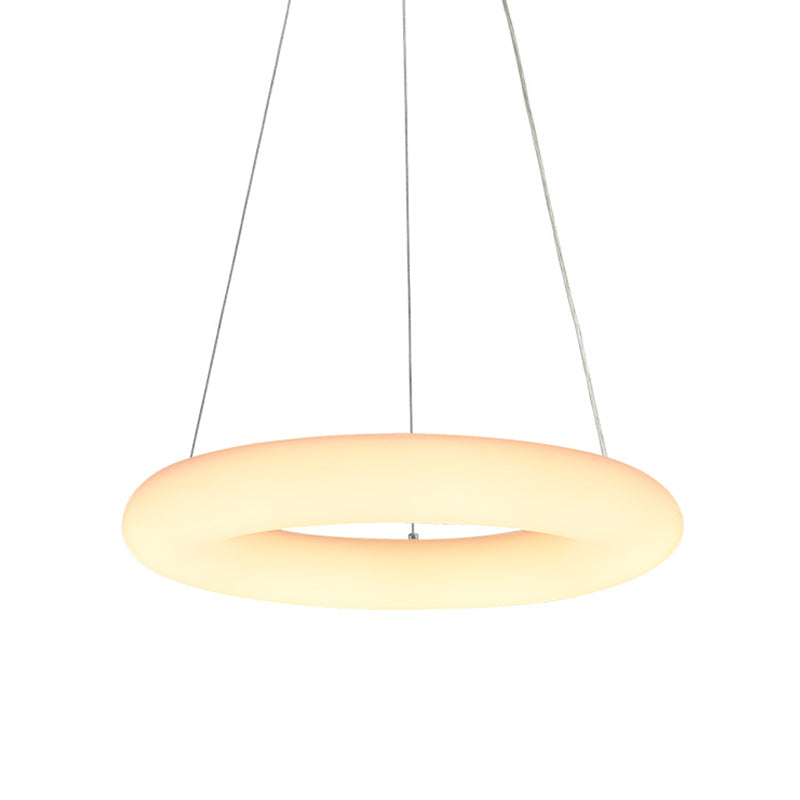 White Vesicle Ring Ceiling Chandelier Minimalist LED Acrylic Hanging Pendant Light over Table, 12"/16" W Clearhalo 'Ceiling Lights' 'Chandeliers' 'Modern Chandeliers' 'Modern' Lighting' 731769