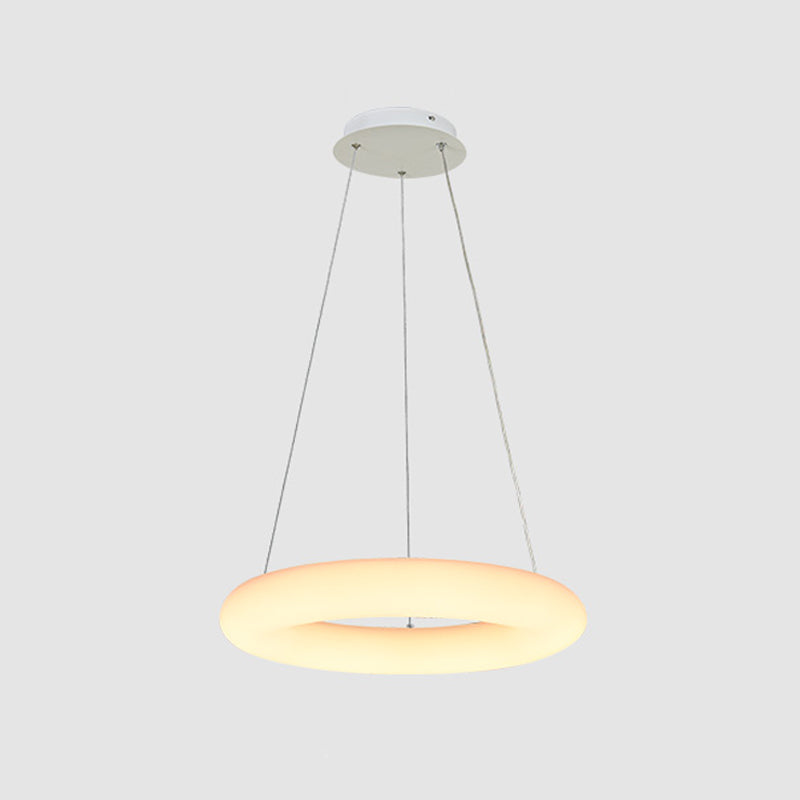 White Vesicle Ring Ceiling Chandelier Minimalist LED Acrylic Hanging Pendant Light over Table, 12"/16" W Clearhalo 'Ceiling Lights' 'Chandeliers' 'Modern Chandeliers' 'Modern' Lighting' 731770