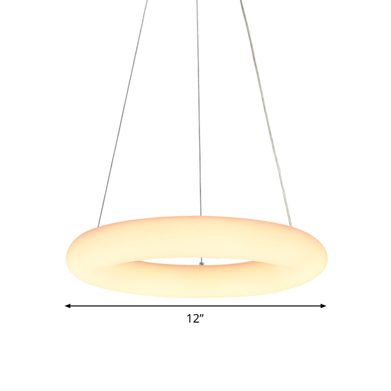 White Vesicle Ring Ceiling Chandelier Minimalist LED Acrylic Hanging Pendant Light over Table, 12"/16" W Clearhalo 'Ceiling Lights' 'Chandeliers' 'Modern Chandeliers' 'Modern' Lighting' 731771