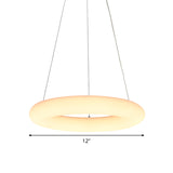 White Vesicle Ring Ceiling Chandelier Minimalist LED Acrylic Hanging Pendant Light over Table, 12"/16" W Clearhalo 'Ceiling Lights' 'Chandeliers' 'Modern Chandeliers' 'Modern' Lighting' 731771