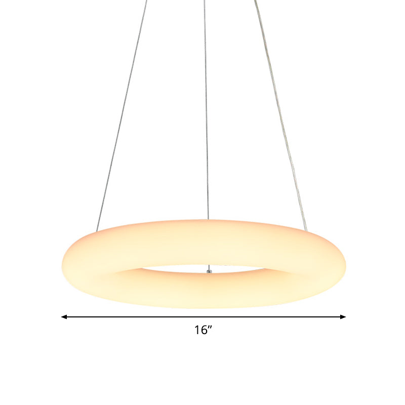 White Vesicle Ring Ceiling Chandelier Minimalist LED Acrylic Hanging Pendant Light over Table, 12"/16" W Clearhalo 'Ceiling Lights' 'Chandeliers' 'Modern Chandeliers' 'Modern' Lighting' 731772