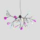 Black Branching Chandelier Contemporary 27/36 Lights Metal Hanging Ceiling Lamp with Leaf Colorful Glass Shade Clearhalo 'Ceiling Lights' 'Chandeliers' 'Close To Ceiling Lights' 'Glass shade' 'Glass' 'Modern Chandeliers' 'Modern' Lighting' 731790