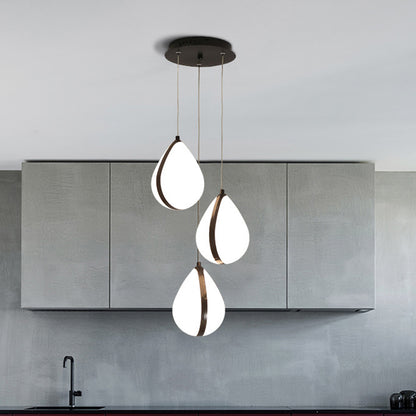 Modern Waterdrop Multi Light Pendant Acrylic 3 Lights Dining Room LED Ceiling Lamp in Black with Round Canopy, White/Warm Light Black Clearhalo 'Ceiling Lights' 'Modern Pendants' 'Modern' 'Pendant Lights' 'Pendants' Lighting' 731812