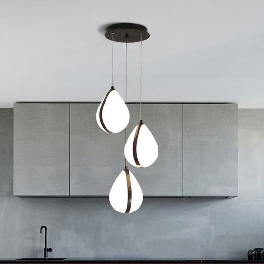 Modern Waterdrop Multi Light Pendant Acrylic 3 Lights Dining Room LED Ceiling Lamp in Black with Round Canopy, White/Warm Light Black Clearhalo 'Ceiling Lights' 'Modern Pendants' 'Modern' 'Pendant Lights' 'Pendants' Lighting' 731812