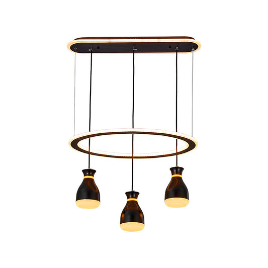 Modernist Wine Jar Multiple LED Hanging Light Acrylic 3 Lights Dining Room Pendant Lamp in Black with Loop Detail Clearhalo 'Ceiling Lights' 'Modern Pendants' 'Modern' 'Pendant Lights' 'Pendants' Lighting' 731835