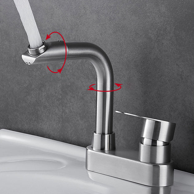 Bathroom Sink 304 Stainless Steel Center Faucet, Single Handle Bathroom Vanity Faucet Clearhalo 'bathroom_sink_faucets' 'Conjunta de Baño y Conjunta de Grifo' 'Coronamiento de Baño y Dispositivo de Baño' 'Grifo del lavabo del baño' 'Hogar' 'home_improvement' 'home_improvement_bathroom_sink_faucets' 'Mejoras para el hogar' 7318551