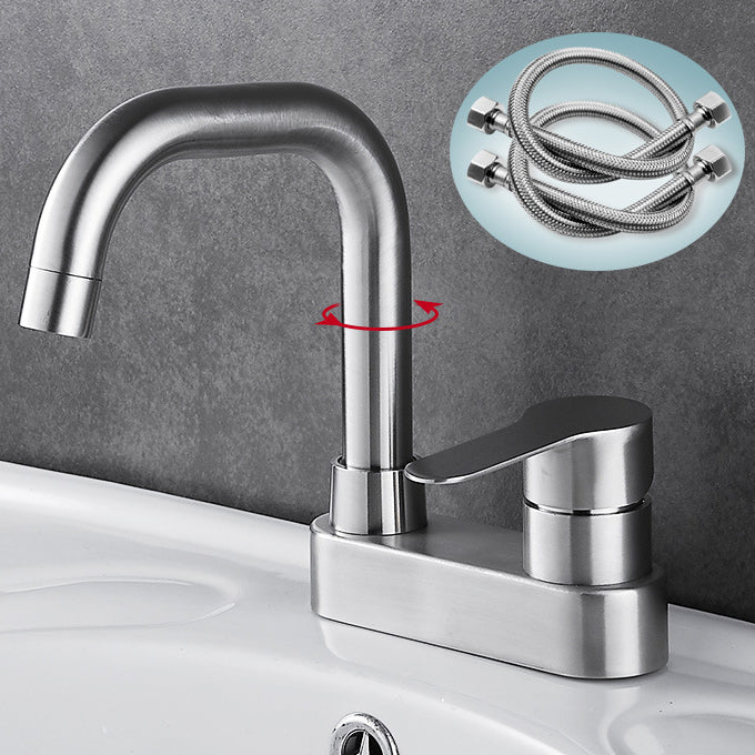 Bathroom Sink 304 Stainless Steel Center Faucet, Single Handle Bathroom Vanity Faucet Clearhalo 'bathroom_sink_faucets' 'Conjunta de Baño y Conjunta de Grifo' 'Coronamiento de Baño y Dispositivo de Baño' 'Grifo del lavabo del baño' 'Hogar' 'home_improvement' 'home_improvement_bathroom_sink_faucets' 'Mejoras para el hogar' 7318556