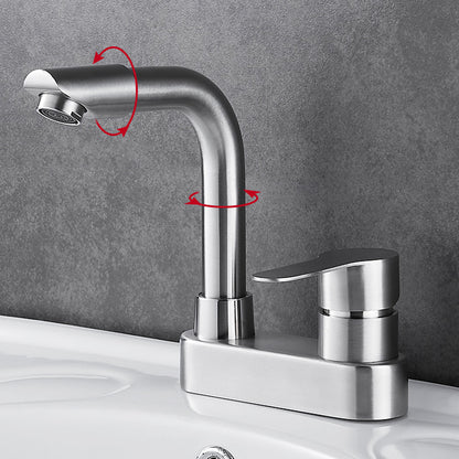 Bathroom Sink 304 Stainless Steel Center Faucet, Single Handle Bathroom Vanity Faucet Moderno Supply Line Not Included Clearhalo 'bathroom_sink_faucets' 'Conjunta de Baño y Conjunta de Grifo' 'Coronamiento de Baño y Dispositivo de Baño' 'Grifo del lavabo del baño' 'Hogar' 'home_improvement' 'home_improvement_bathroom_sink_faucets' 'Mejoras para el hogar' 7318557