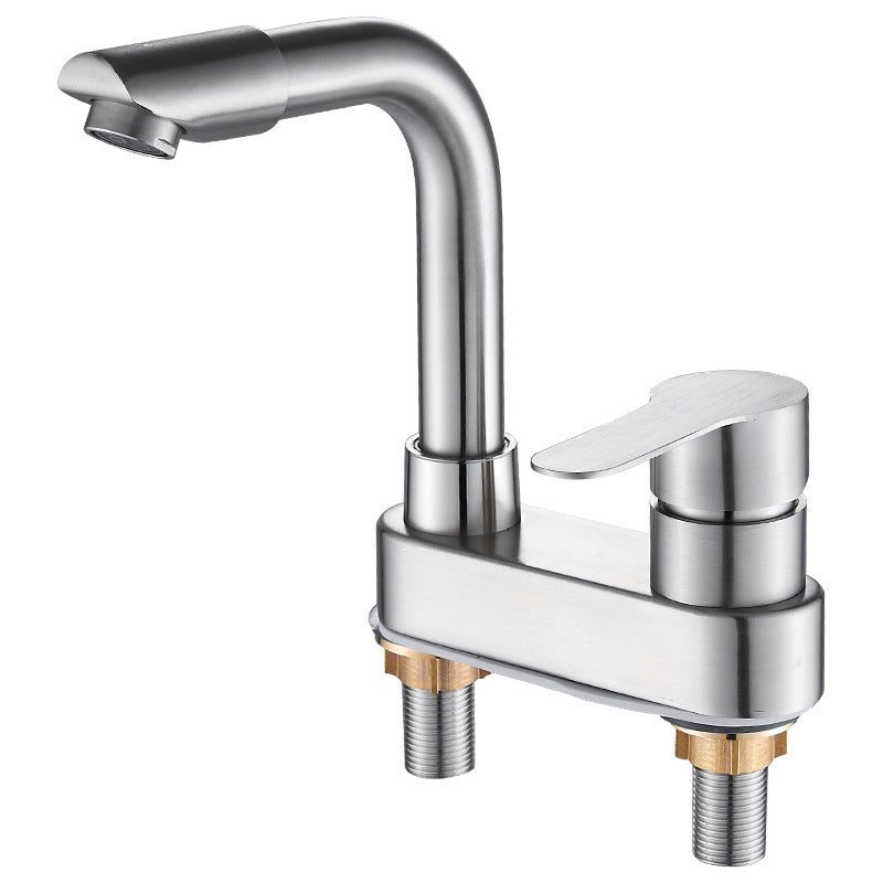 Bathroom Sink 304 Stainless Steel Center Faucet, Single Handle Bathroom Vanity Faucet Clearhalo 'bathroom_sink_faucets' 'Conjunta de Baño y Conjunta de Grifo' 'Coronamiento de Baño y Dispositivo de Baño' 'Grifo del lavabo del baño' 'Hogar' 'home_improvement' 'home_improvement_bathroom_sink_faucets' 'Mejoras para el hogar' 7318560