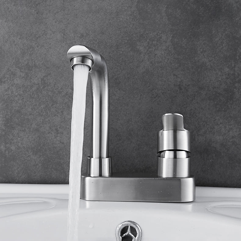 Bathroom Sink 304 Stainless Steel Center Faucet, Single Handle Bathroom Vanity Faucet Clearhalo 'bathroom_sink_faucets' 'Conjunta de Baño y Conjunta de Grifo' 'Coronamiento de Baño y Dispositivo de Baño' 'Grifo del lavabo del baño' 'Hogar' 'home_improvement' 'home_improvement_bathroom_sink_faucets' 'Mejoras para el hogar' 7318561