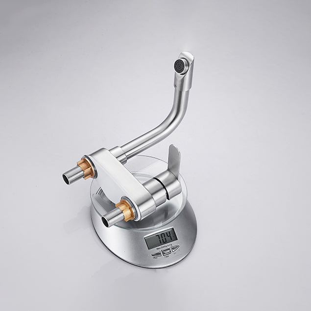 Bathroom Sink 304 Stainless Steel Center Faucet, Single Handle Bathroom Vanity Faucet Clearhalo 'bathroom_sink_faucets' 'Conjunta de Baño y Conjunta de Grifo' 'Coronamiento de Baño y Dispositivo de Baño' 'Grifo del lavabo del baño' 'Hogar' 'home_improvement' 'home_improvement_bathroom_sink_faucets' 'Mejoras para el hogar' 7318563