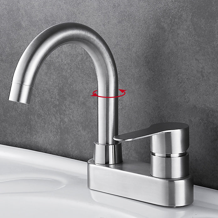 Bathroom Sink 304 Stainless Steel Center Faucet, Single Handle Bathroom Vanity Faucet Clearhalo 'bathroom_sink_faucets' 'Conjunta de Baño y Conjunta de Grifo' 'Coronamiento de Baño y Dispositivo de Baño' 'Grifo del lavabo del baño' 'Hogar' 'home_improvement' 'home_improvement_bathroom_sink_faucets' 'Mejoras para el hogar' 7318567