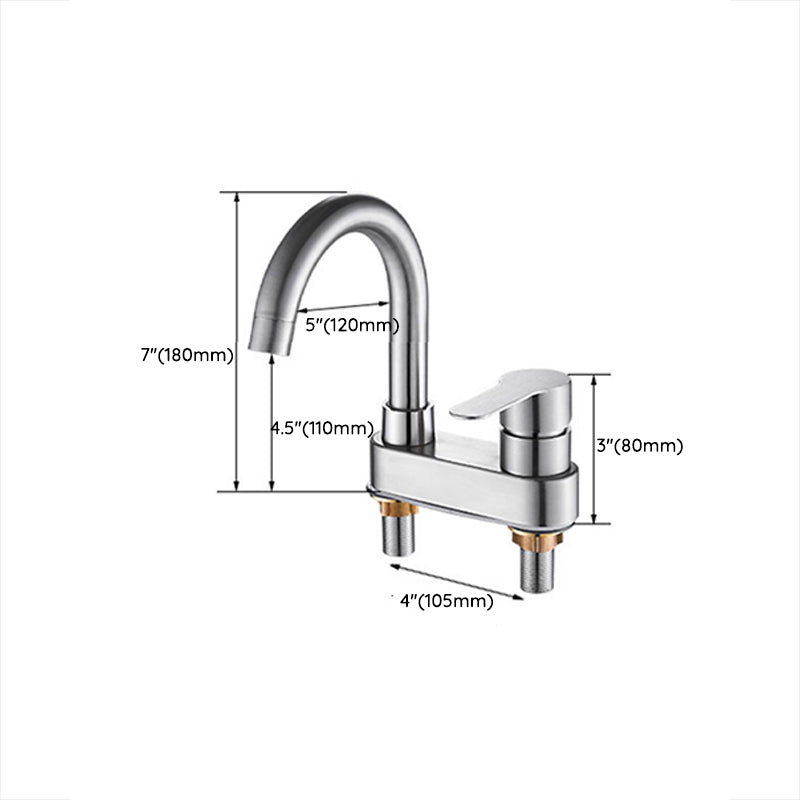 Bathroom Sink 304 Stainless Steel Center Faucet, Single Handle Bathroom Vanity Faucet Clearhalo 'bathroom_sink_faucets' 'Conjunta de Baño y Conjunta de Grifo' 'Coronamiento de Baño y Dispositivo de Baño' 'Grifo del lavabo del baño' 'Hogar' 'home_improvement' 'home_improvement_bathroom_sink_faucets' 'Mejoras para el hogar' 7318570
