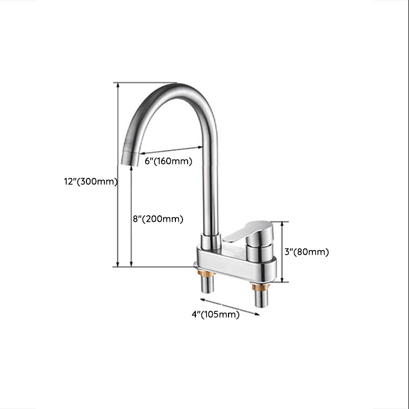 Bathroom Sink 304 Stainless Steel Center Faucet, Single Handle Bathroom Vanity Faucet Clearhalo 'bathroom_sink_faucets' 'Conjunta de Baño y Conjunta de Grifo' 'Coronamiento de Baño y Dispositivo de Baño' 'Grifo del lavabo del baño' 'Hogar' 'home_improvement' 'home_improvement_bathroom_sink_faucets' 'Mejoras para el hogar' 7318571