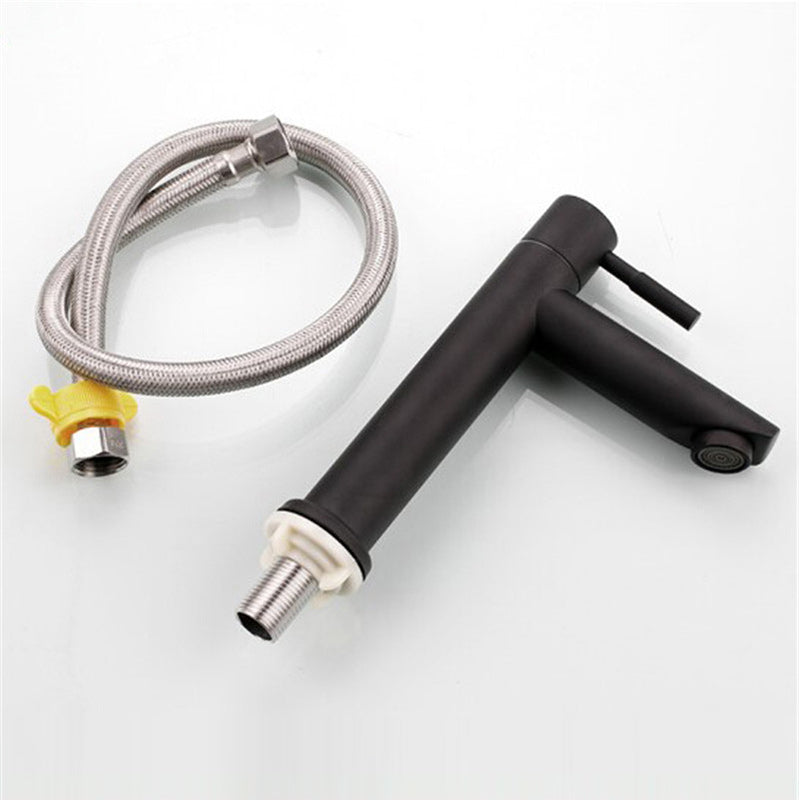 Circular Bathroom Faucet Modern Style Black Sink Faucet with Stainless Steel Preto Mate Supply Lines Included Indicators Not Included Clearhalo 'bathroom_sink_faucets' 'Conjuntos de Torneiras de Lavatório e Banheiro' 'home_improvement' 'home_improvement_bathroom_sink_faucets' 'Mobiliário Doméstico' 'Página inicial' 'Renovação e equipamento de casa de banho' 'Torneira para lavatório de banheiro' 7318576