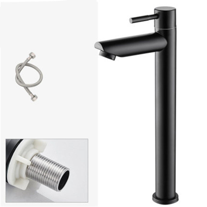Circular Bathroom Faucet Modern Style Black Sink Faucet with Stainless Steel Preto Brilhante Supply Lines Included Indicators Not Included Clearhalo 'bathroom_sink_faucets' 'Conjuntos de Torneiras de Lavatório e Banheiro' 'home_improvement' 'home_improvement_bathroom_sink_faucets' 'Mobiliário Doméstico' 'Página inicial' 'Renovação e equipamento de casa de banho' 'Torneira para lavatório de banheiro' 7318581