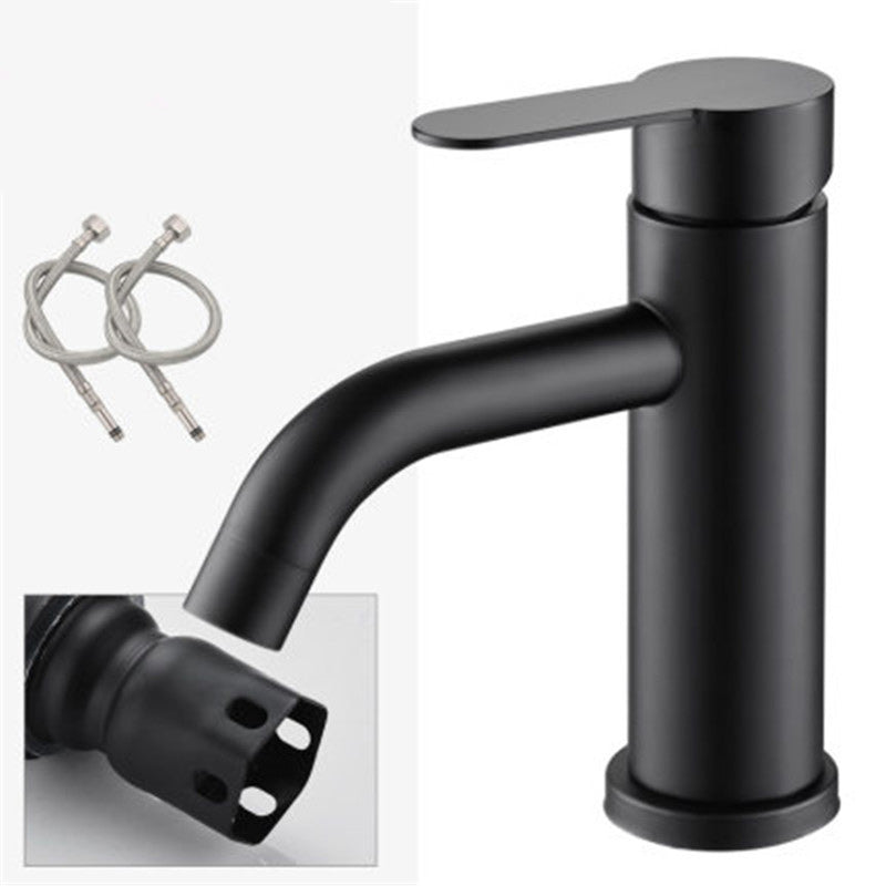 Circular Bathroom Faucet Modern Style Black Sink Faucet with Stainless Steel Preto Supply Lines Included Indicators Included Clearhalo 'bathroom_sink_faucets' 'Conjuntos de Torneiras de Lavatório e Banheiro' 'home_improvement' 'home_improvement_bathroom_sink_faucets' 'Mobiliário Doméstico' 'Página inicial' 'Renovação e equipamento de casa de banho' 'Torneira para lavatório de banheiro' 7318582