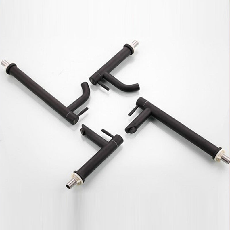 Circular Bathroom Faucet Modern Style Black Sink Faucet with Stainless Steel Clearhalo 'bathroom_sink_faucets' 'Conjuntos de Torneiras de Lavatório e Banheiro' 'home_improvement' 'home_improvement_bathroom_sink_faucets' 'Mobiliário Doméstico' 'Página inicial' 'Renovação e equipamento de casa de banho' 'Torneira para lavatório de banheiro' 7318587