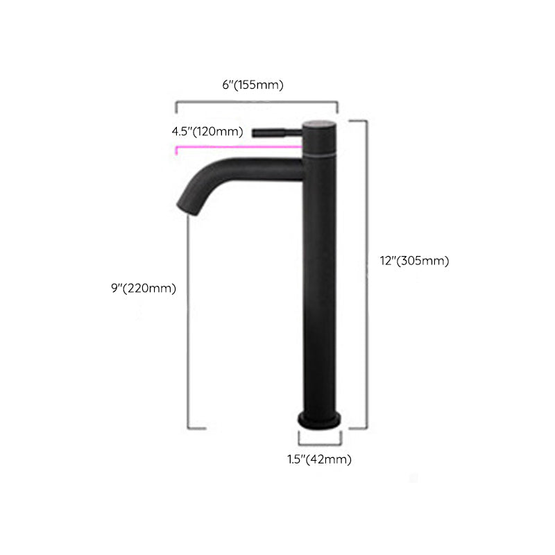 Circular Bathroom Faucet Modern Style Black Sink Faucet with Stainless Steel Clearhalo 'bathroom_sink_faucets' 'Conjuntos de Torneiras de Lavatório e Banheiro' 'home_improvement' 'home_improvement_bathroom_sink_faucets' 'Mobiliário Doméstico' 'Página inicial' 'Renovação e equipamento de casa de banho' 'Torneira para lavatório de banheiro' 7318595