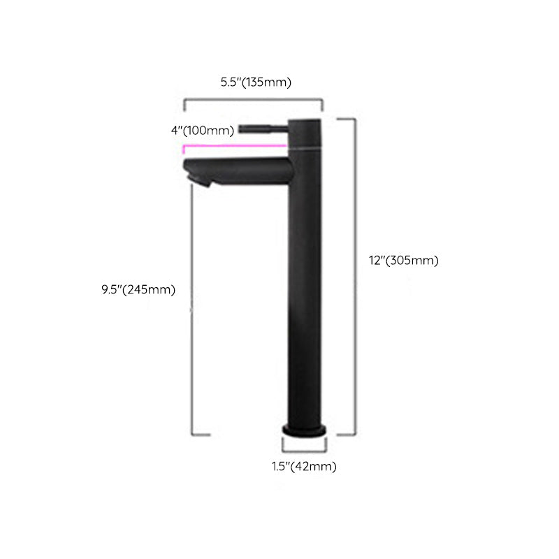 Circular Bathroom Faucet Modern Style Black Sink Faucet with Stainless Steel Clearhalo 'bathroom_sink_faucets' 'Conjuntos de Torneiras de Lavatório e Banheiro' 'home_improvement' 'home_improvement_bathroom_sink_faucets' 'Mobiliário Doméstico' 'Página inicial' 'Renovação e equipamento de casa de banho' 'Torneira para lavatório de banheiro' 7318596