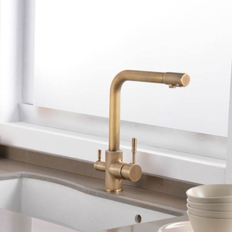 Traditional Kitchen Faucet Brass Low Profile Standard Kitchen Faucets Single Handle Clearhalo 'Home Improvement' 'home_improvement' 'home_improvement_kitchen_faucets' 'Kitchen Faucets' 'Kitchen Remodel & Kitchen Fixtures' 'Kitchen Sinks & Faucet Components' 'kitchen_faucets' 7318618