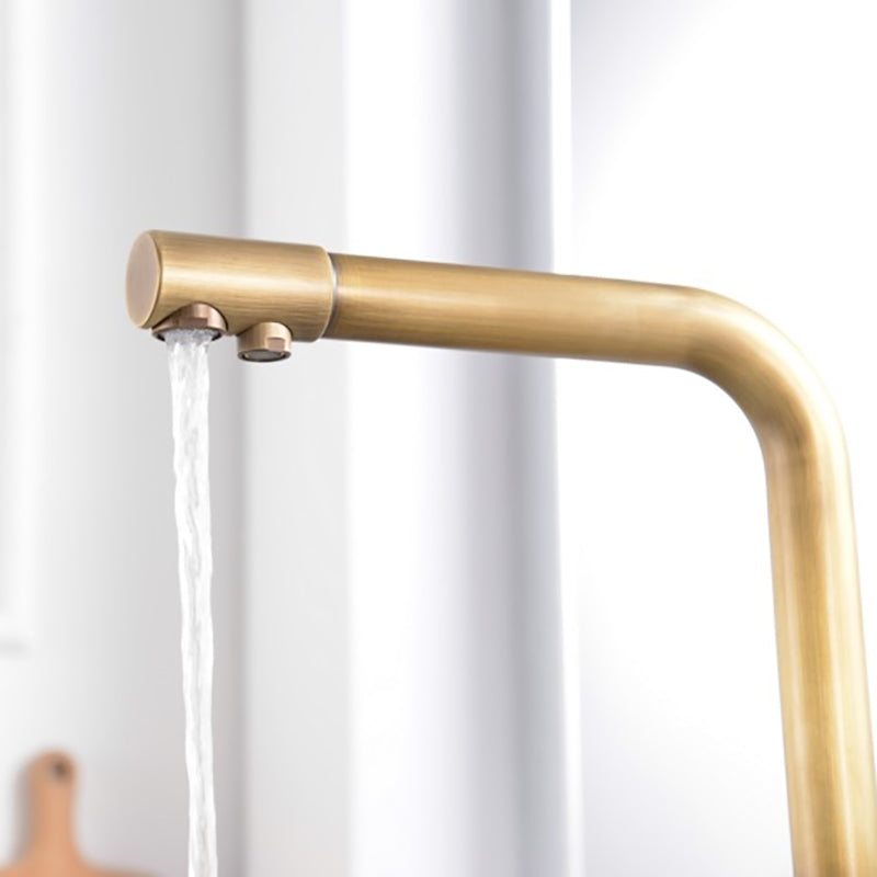 Traditional Kitchen Faucet Brass Low Profile Standard Kitchen Faucets Single Handle Clearhalo 'Home Improvement' 'home_improvement' 'home_improvement_kitchen_faucets' 'Kitchen Faucets' 'Kitchen Remodel & Kitchen Fixtures' 'Kitchen Sinks & Faucet Components' 'kitchen_faucets' 7318621