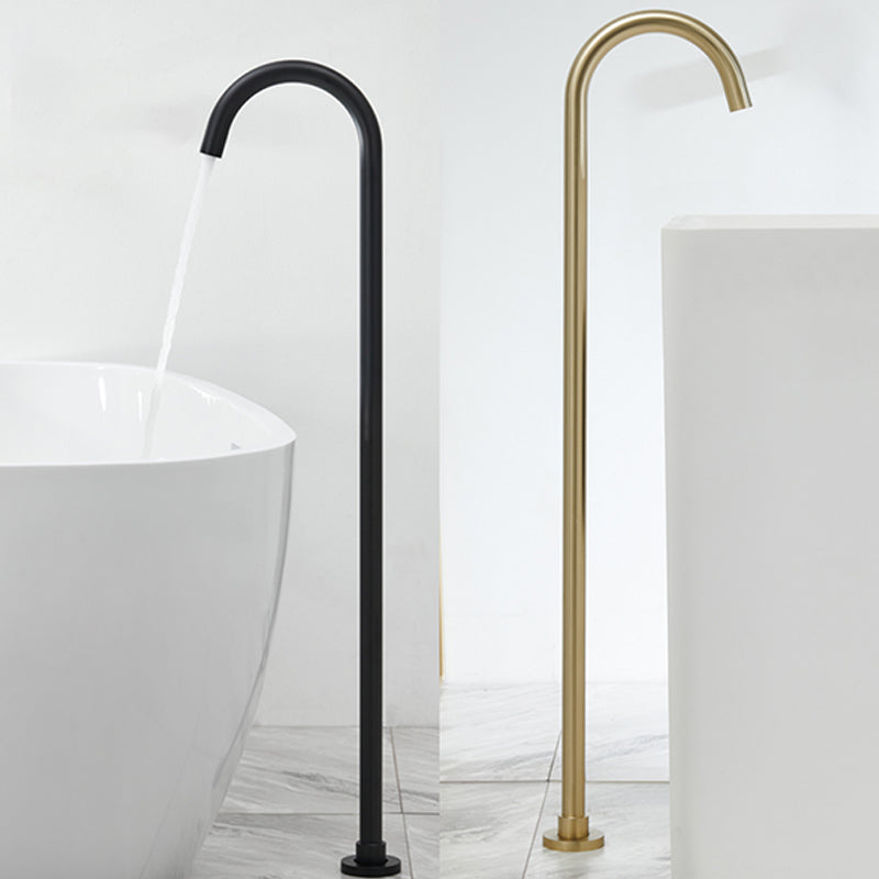 Contemporary Bathroom Faucet Floor Mounted Copper High Arc Fixed Freestanding Faucet Clearhalo 'Bathroom Remodel & Bathroom Fixtures' 'Bathtub Faucets' 'bathtub_faucets' 'Home Improvement' 'home_improvement' 'home_improvement_bathtub_faucets' 7318675