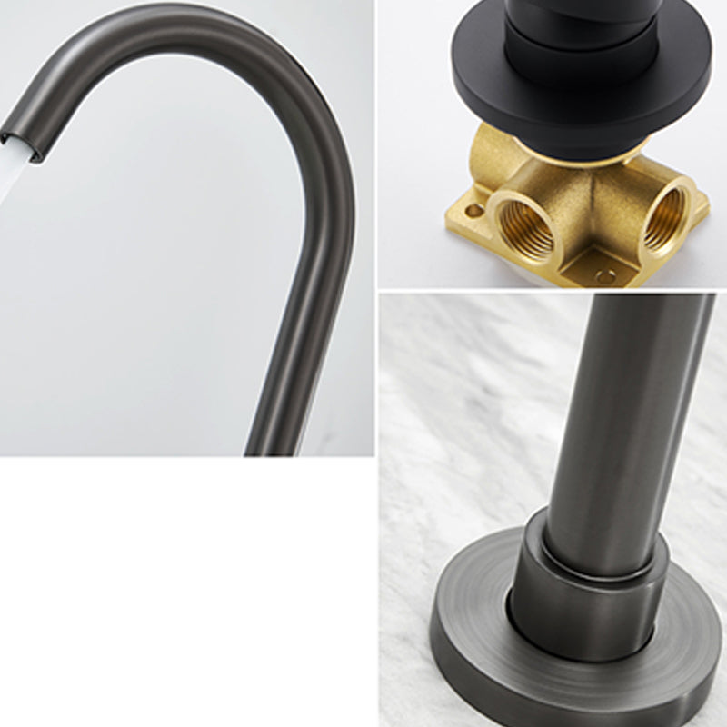 Contemporary Bathroom Faucet Floor Mounted Copper High Arc Fixed Freestanding Faucet Clearhalo 'Bathroom Remodel & Bathroom Fixtures' 'Bathtub Faucets' 'bathtub_faucets' 'Home Improvement' 'home_improvement' 'home_improvement_bathtub_faucets' 7318680