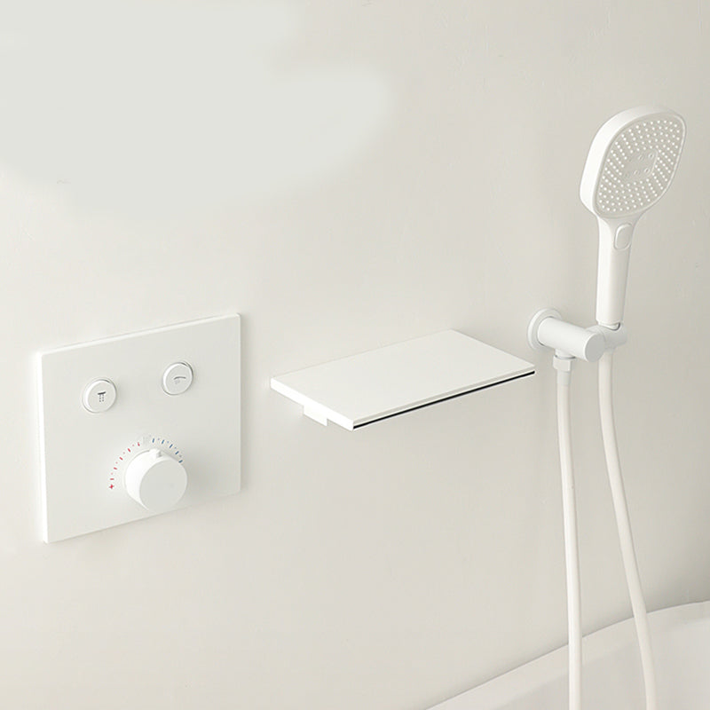 Contemporary Bathroom Faucet Wall Mounted White One Handle Fixed Clawfoot Tub Faucets White Clearhalo 'Bathroom Remodel & Bathroom Fixtures' 'Bathtub Faucets' 'bathtub_faucets' 'Home Improvement' 'home_improvement' 'home_improvement_bathtub_faucets' 7318684