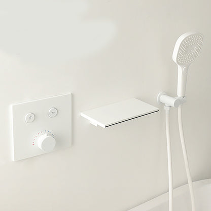 Contemporary Bathroom Faucet Wall Mounted White One Handle Fixed Clawfoot Tub Faucets White Clearhalo 'Bathroom Remodel & Bathroom Fixtures' 'Bathtub Faucets' 'bathtub_faucets' 'Home Improvement' 'home_improvement' 'home_improvement_bathtub_faucets' 7318684