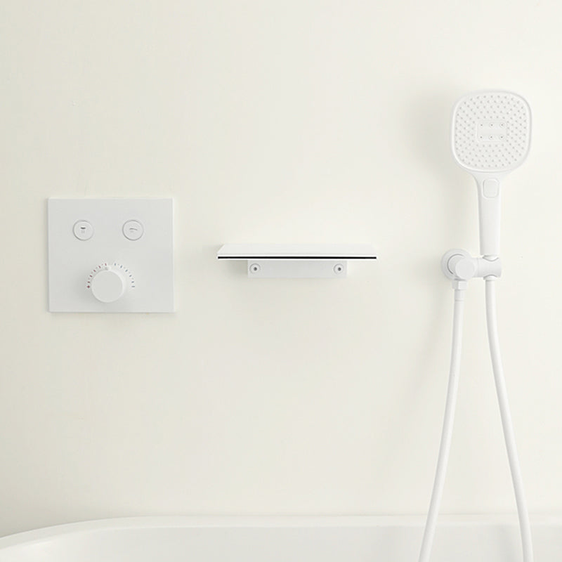 Contemporary Bathroom Faucet Wall Mounted White One Handle Fixed Clawfoot Tub Faucets Clearhalo 'Bathroom Remodel & Bathroom Fixtures' 'Bathtub Faucets' 'bathtub_faucets' 'Home Improvement' 'home_improvement' 'home_improvement_bathtub_faucets' 7318686