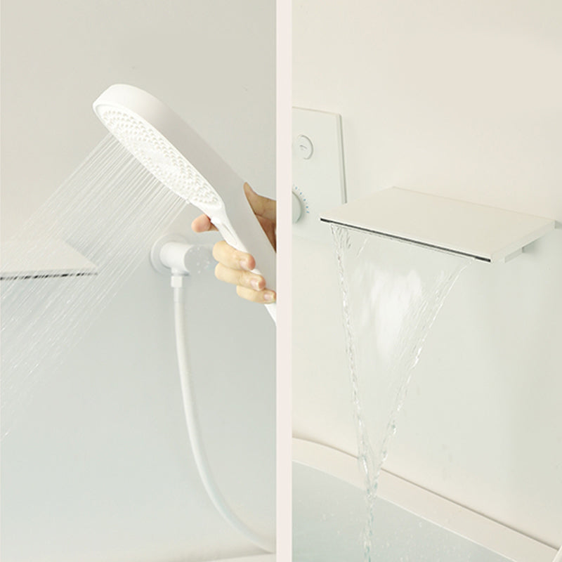 Contemporary Bathroom Faucet Wall Mounted White One Handle Fixed Clawfoot Tub Faucets Clearhalo 'Bathroom Remodel & Bathroom Fixtures' 'Bathtub Faucets' 'bathtub_faucets' 'Home Improvement' 'home_improvement' 'home_improvement_bathtub_faucets' 7318690