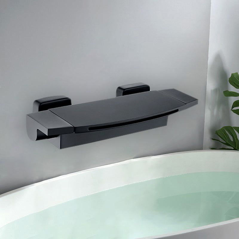 Contemporary Bathroom Faucet Wall Mounted Copper One Handle Fixed Clawfoot Tub Faucets Black Hand Shower Not Included Risers Not Included Clearhalo 'Bathroom Remodel & Bathroom Fixtures' 'Bathtub Faucets' 'bathtub_faucets' 'Home Improvement' 'home_improvement' 'home_improvement_bathtub_faucets' 7318699