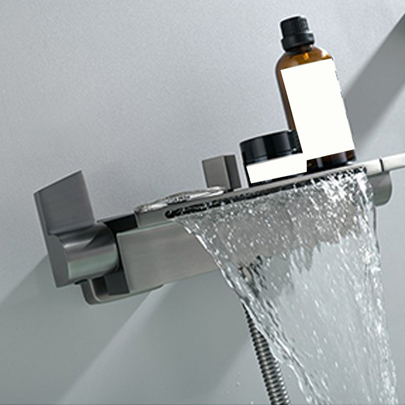 Contemporary Bathroom Faucet Wall Mounted Copper One Handle Fixed Clawfoot Tub Faucets Clearhalo 'Bathroom Remodel & Bathroom Fixtures' 'Bathtub Faucets' 'bathtub_faucets' 'Home Improvement' 'home_improvement' 'home_improvement_bathtub_faucets' 7318702