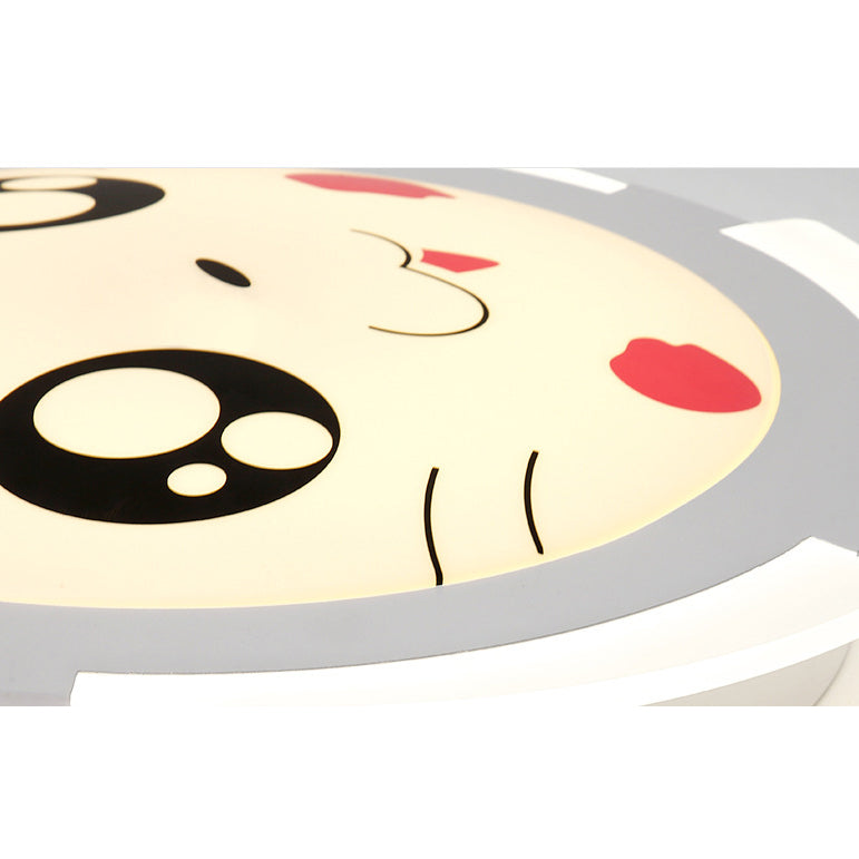 Acrylic Circle LED Flush Ceiling Light with Kitten Face Kindergarten Cartoon Ceiling Lamp in Red Clearhalo 'Ceiling Lights' 'Close To Ceiling Lights' 'Close to ceiling' 'Flush mount' Lighting' 73190