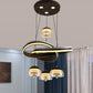 Domed Dining Room Cluster Pendant Acrylic 4 Heads Modernism LED Hanging Ceiling Light in Black with Strip Beam Clearhalo 'Ceiling Lights' 'Modern Pendants' 'Modern' 'Pendant Lights' 'Pendants' Lighting' 731911