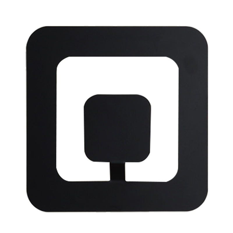 Minimalism Square Sconce Lamp Fixture Iron 7"/9" Wide LED Bedroom Wall Lighting Ideas in Black Black Clearhalo 'Cast Iron' 'Glass' 'Industrial' 'Modern wall lights' 'Modern' 'Tiffany' 'Traditional wall lights' 'Wall Lamps & Sconces' 'Wall Lights' Lighting' 732010