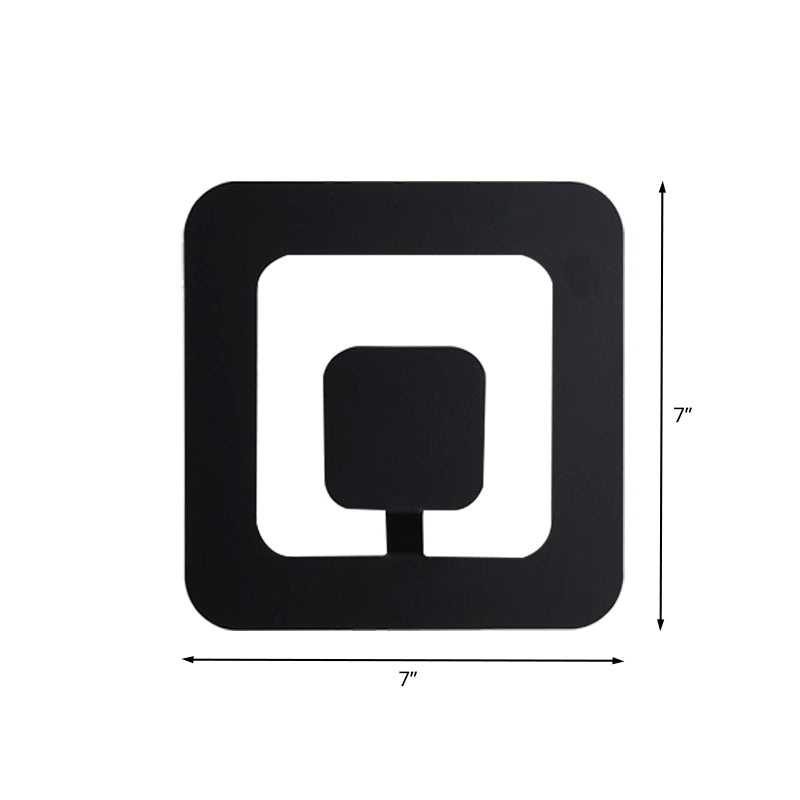 Minimalism Square Sconce Lamp Fixture Iron 7"/9" Wide LED Bedroom Wall Lighting Ideas in Black Clearhalo 'Cast Iron' 'Glass' 'Industrial' 'Modern wall lights' 'Modern' 'Tiffany' 'Traditional wall lights' 'Wall Lamps & Sconces' 'Wall Lights' Lighting' 732012