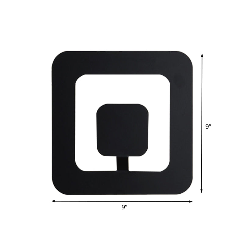 Minimalism Square Sconce Lamp Fixture Iron 7"/9" Wide LED Bedroom Wall Lighting Ideas in Black Clearhalo 'Cast Iron' 'Glass' 'Industrial' 'Modern wall lights' 'Modern' 'Tiffany' 'Traditional wall lights' 'Wall Lamps & Sconces' 'Wall Lights' Lighting' 732013