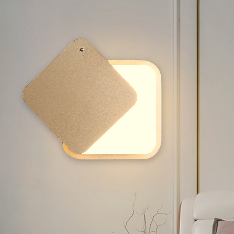 Gold Finish Square Wall Lighting Modernism LED Metallic Wall Sconce with Rotatable Design Gold Clearhalo 'Cast Iron' 'Glass' 'Industrial' 'Modern wall lights' 'Modern' 'Tiffany' 'Traditional wall lights' 'Wall Lamps & Sconces' 'Wall Lights' Lighting' 732019