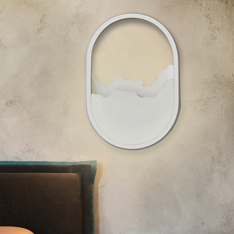 Aluminum Oval Wall Sconce Light Modern LED White Wall Lamp with Cracked Design in Warm/White/Natural Light White Clearhalo 'Cast Iron' 'Glass' 'Industrial' 'Modern wall lights' 'Modern' 'Tiffany' 'Traditional wall lights' 'Wall Lamps & Sconces' 'Wall Lights' Lighting' 732024