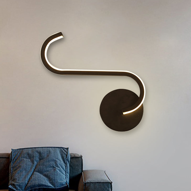 Hook-Like Metallic Wall Sconce Lighting Simple LED Black Wall Mount Lamp in Warm/White Light for Living Room Black Clearhalo 'Cast Iron' 'Glass' 'Industrial' 'Modern wall lights' 'Modern' 'Tiffany' 'Traditional wall lights' 'Wall Lamps & Sconces' 'Wall Lights' Lighting' 732034
