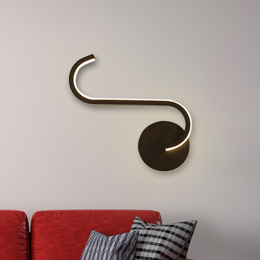 Hook-Like Metallic Wall Sconce Lighting Simple LED Black Wall Mount Lamp in Warm/White Light for Living Room Clearhalo 'Cast Iron' 'Glass' 'Industrial' 'Modern wall lights' 'Modern' 'Tiffany' 'Traditional wall lights' 'Wall Lamps & Sconces' 'Wall Lights' Lighting' 732035