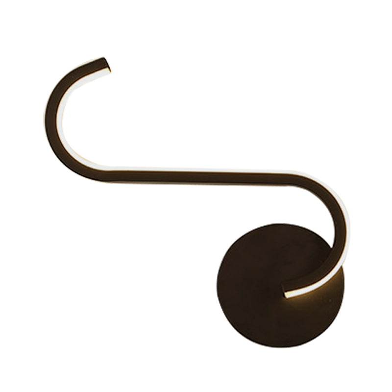 Hook-Like Metallic Wall Sconce Lighting Simple LED Black Wall Mount Lamp in Warm/White Light for Living Room Clearhalo 'Cast Iron' 'Glass' 'Industrial' 'Modern wall lights' 'Modern' 'Tiffany' 'Traditional wall lights' 'Wall Lamps & Sconces' 'Wall Lights' Lighting' 732036