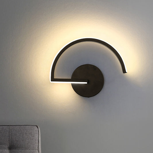 Black Semicircle Wall Light Minimalist LED Iron Wall Mount Sconce for Bedroom in Warm/White Light Black Clearhalo 'Cast Iron' 'Glass' 'Industrial' 'Modern wall lights' 'Modern' 'Tiffany' 'Traditional wall lights' 'Wall Lamps & Sconces' 'Wall Lights' Lighting' 732039