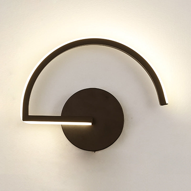 Black Semicircle Wall Light Minimalist LED Iron Wall Mount Sconce for Bedroom in Warm/White Light Clearhalo 'Cast Iron' 'Glass' 'Industrial' 'Modern wall lights' 'Modern' 'Tiffany' 'Traditional wall lights' 'Wall Lamps & Sconces' 'Wall Lights' Lighting' 732042